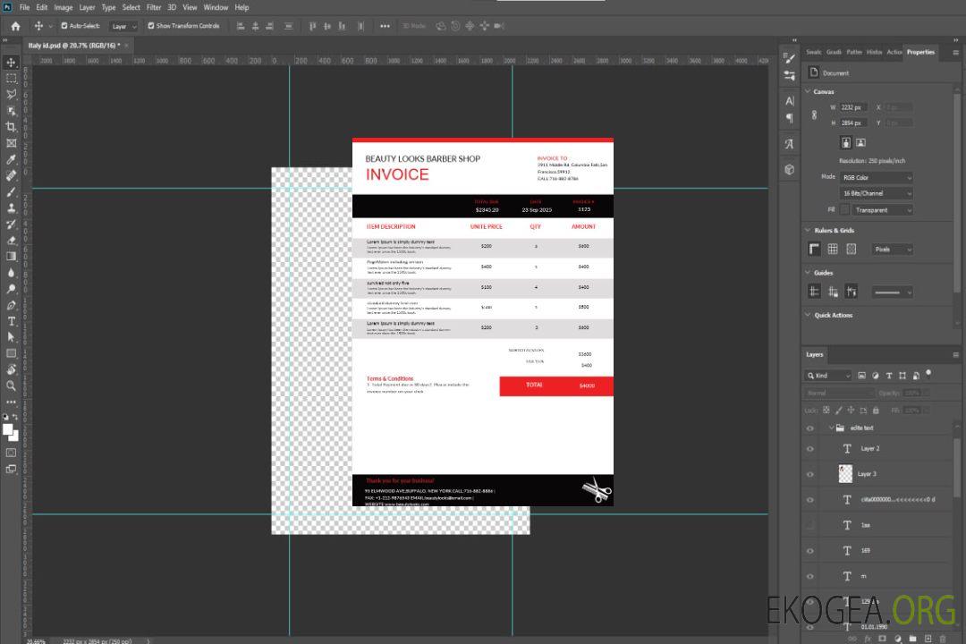 Modèle de facture de salon de coiffure template Modèle de facture de salon de coiffure template